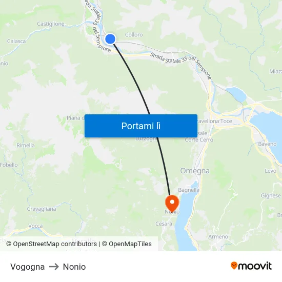 Vogogna to Nonio map