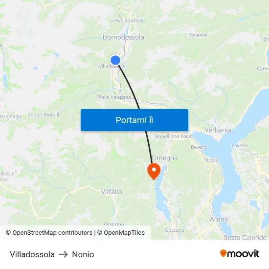 Villadossola to Nonio map