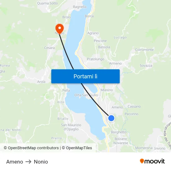 Ameno to Nonio map