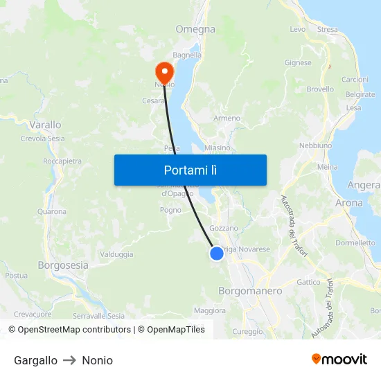 Gargallo to Nonio map