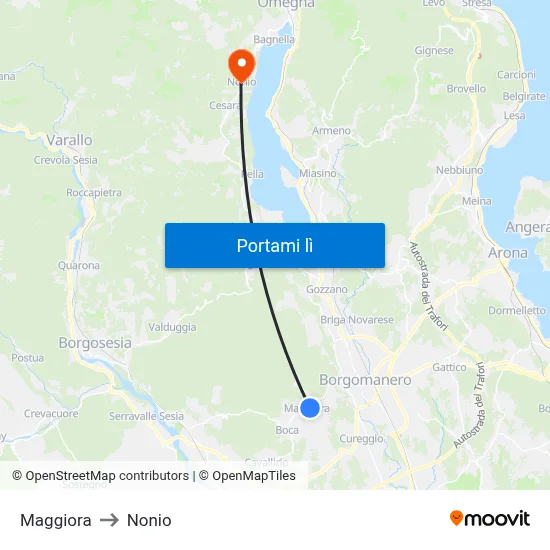 Maggiora to Nonio map