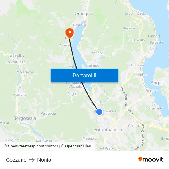 Gozzano to Nonio map