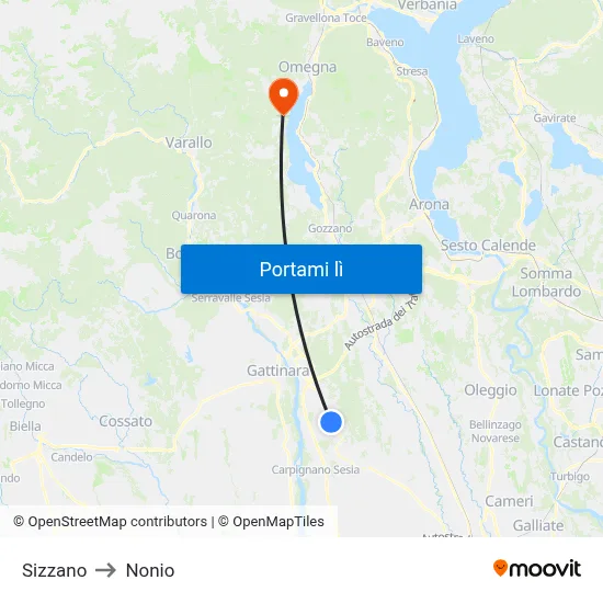 Sizzano to Nonio map