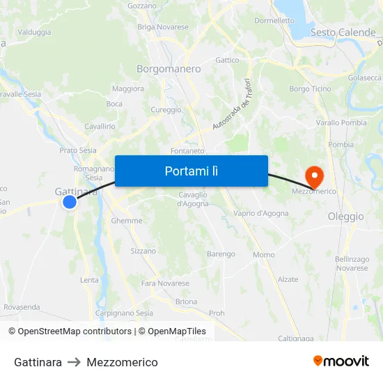 Gattinara to Mezzomerico map