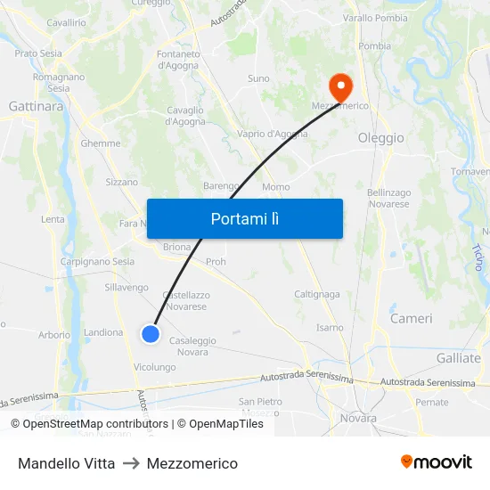 Mandello Vitta to Mezzomerico map