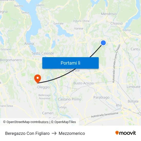 Beregazzo Con Figliaro to Mezzomerico map
