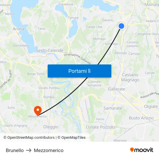 Brunello to Mezzomerico map