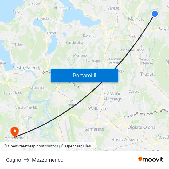 Cagno to Mezzomerico map