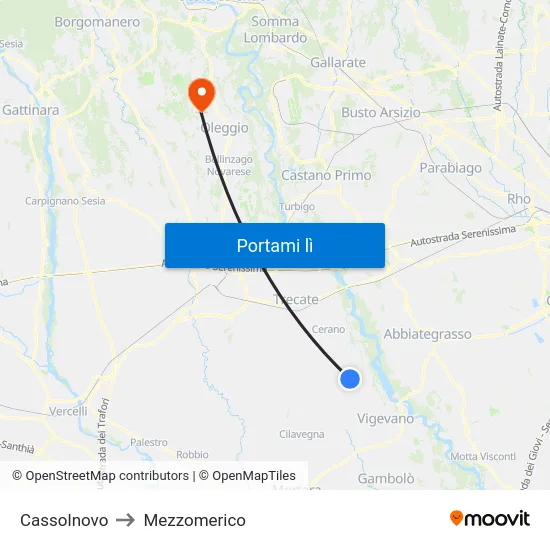 Cassolnovo to Mezzomerico map