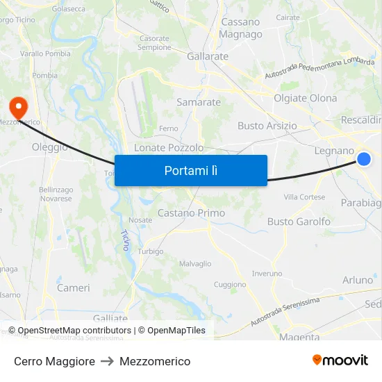 Cerro Maggiore to Mezzomerico map
