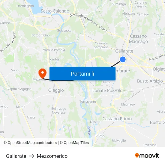 Gallarate to Mezzomerico map