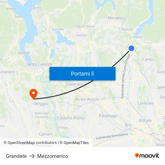 Grandate to Mezzomerico map