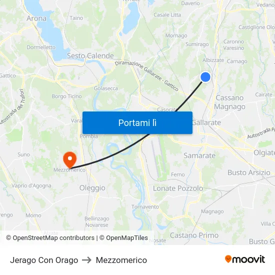 Jerago Con Orago to Mezzomerico map