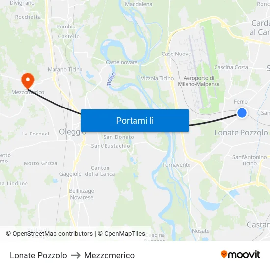 Lonate Pozzolo to Mezzomerico map