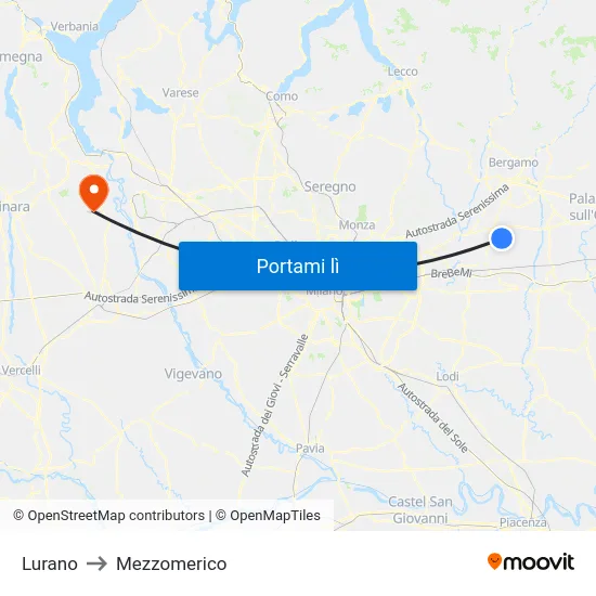 Lurano to Mezzomerico map