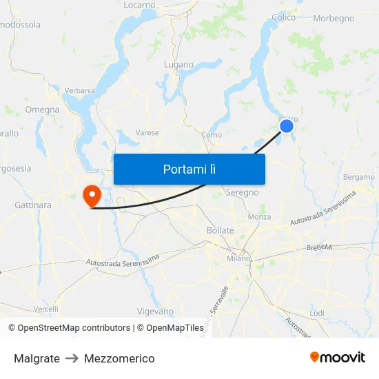 Malgrate to Mezzomerico map