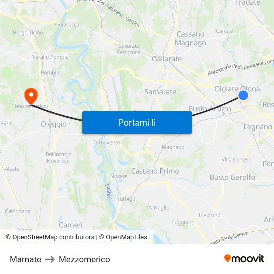 Marnate to Mezzomerico map