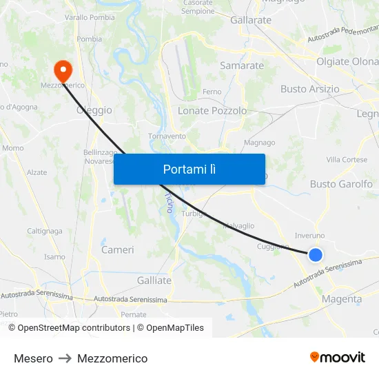 Mesero to Mezzomerico map
