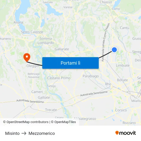 Misinto to Mezzomerico map