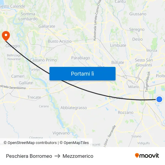 Peschiera Borromeo to Mezzomerico map