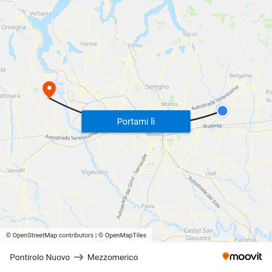 Pontirolo Nuovo to Mezzomerico map
