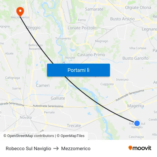 Robecco Sul Naviglio to Mezzomerico map