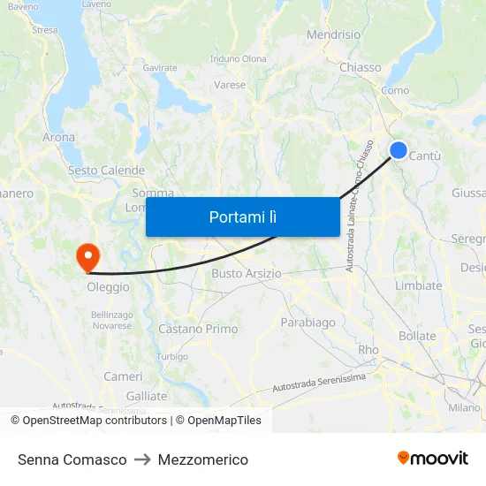 Senna Comasco to Mezzomerico map