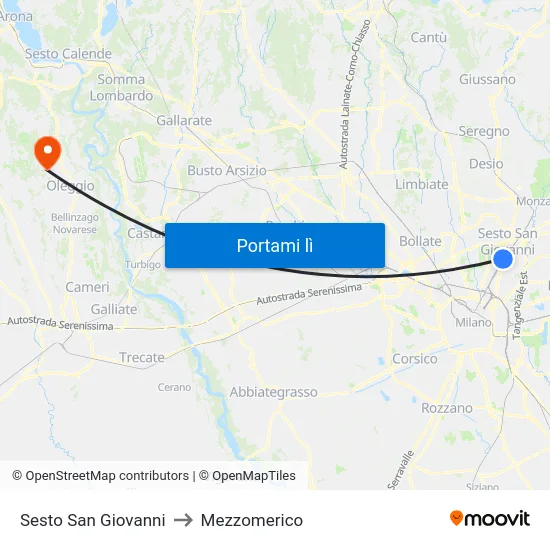 Sesto San Giovanni to Mezzomerico map