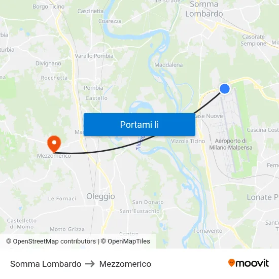 Somma Lombardo to Mezzomerico map