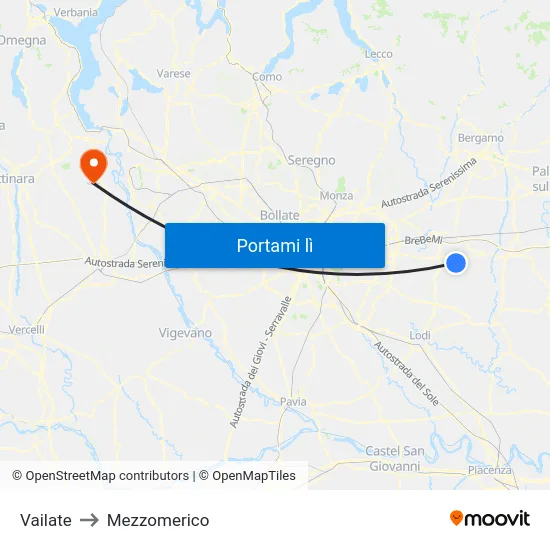 Vailate to Mezzomerico map