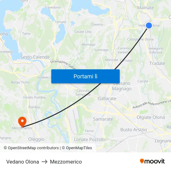 Vedano Olona to Mezzomerico map