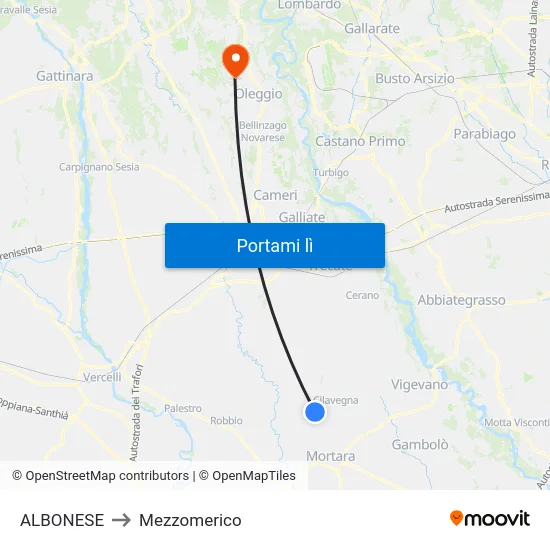 ALBONESE to Mezzomerico map