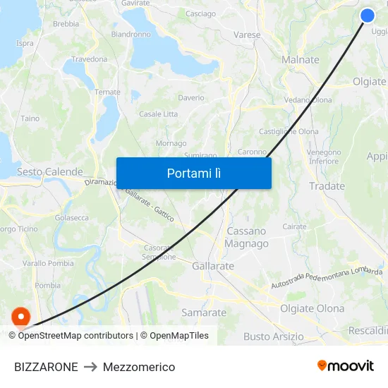 BIZZARONE to Mezzomerico map