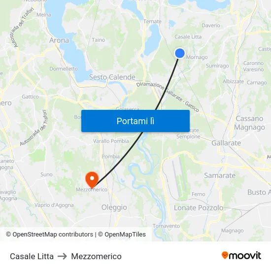 Casale Litta to Mezzomerico map