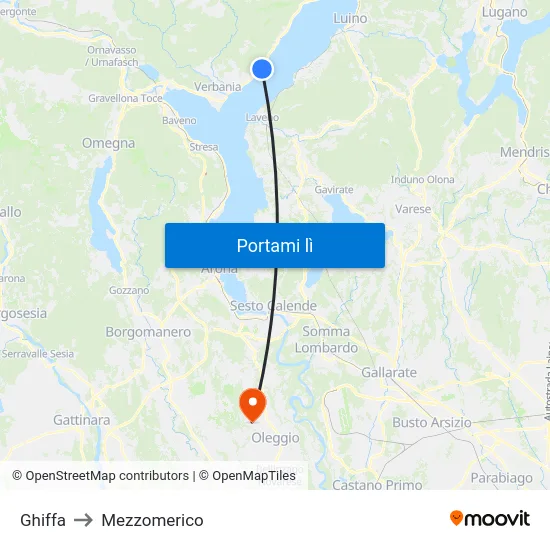 Ghiffa to Mezzomerico map