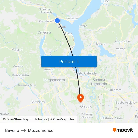 Baveno to Mezzomerico map