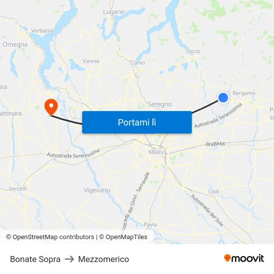 Bonate Sopra to Mezzomerico map