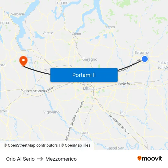 Orio Al Serio to Mezzomerico map