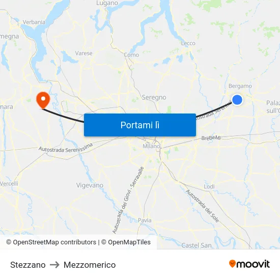 Stezzano to Mezzomerico map