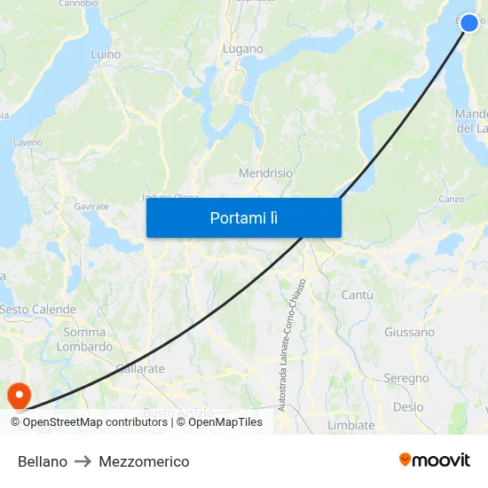Bellano to Mezzomerico map