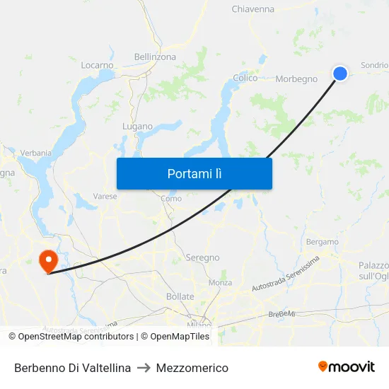 Berbenno Di Valtellina to Mezzomerico map