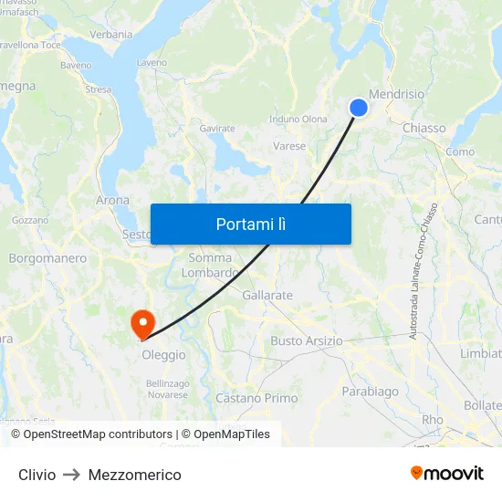 Clivio to Mezzomerico map