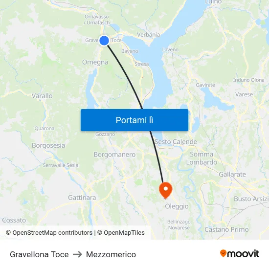 Gravellona Toce to Mezzomerico map