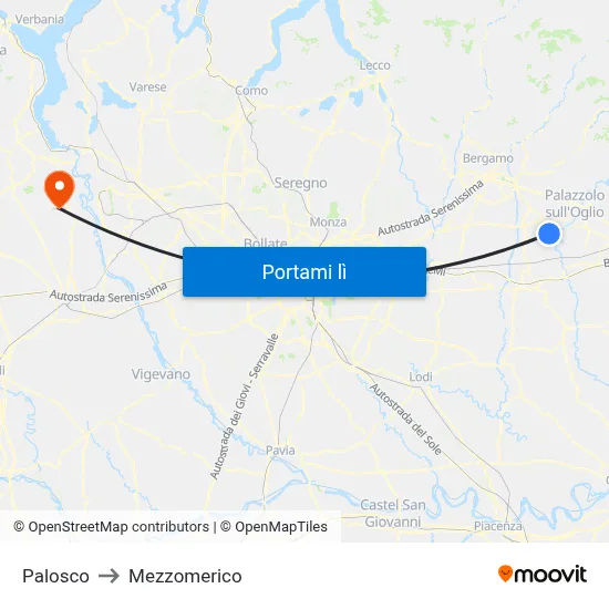 Palosco to Mezzomerico map