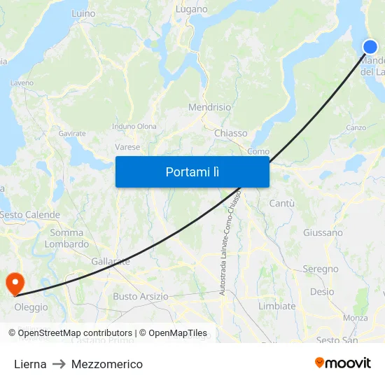 Lierna to Mezzomerico map