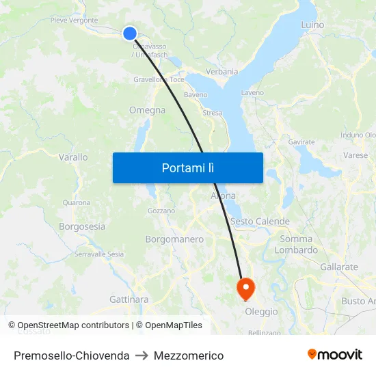 Premosello-Chiovenda to Mezzomerico map