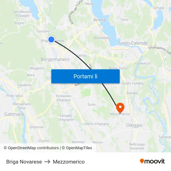 Briga Novarese to Mezzomerico map