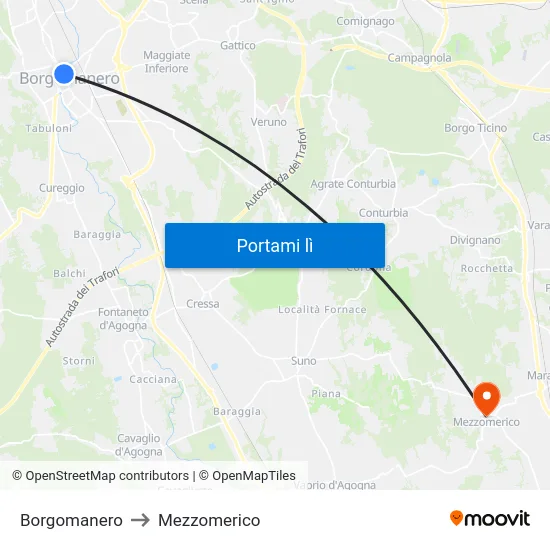 Borgomanero to Mezzomerico map