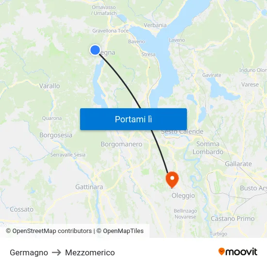 Germagno to Mezzomerico map