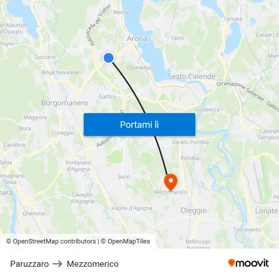 Paruzzaro to Mezzomerico map